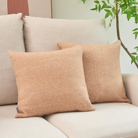 ACUSHLA Throw Pillow Cover, 45 x 45 cm, Pack of 2, Boho Modern Decorative Cushion Covers for Farmhouse Home Decoration, Sofa, Couch, Living Room, Bedroom, Patio Furniture (Khaki Houndstooth Pattern)