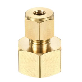 sourcing map Compression Pipe Fitting G1/2 Female Thread x 6 mm Pipe OD Straight Coupling Adapter Brass