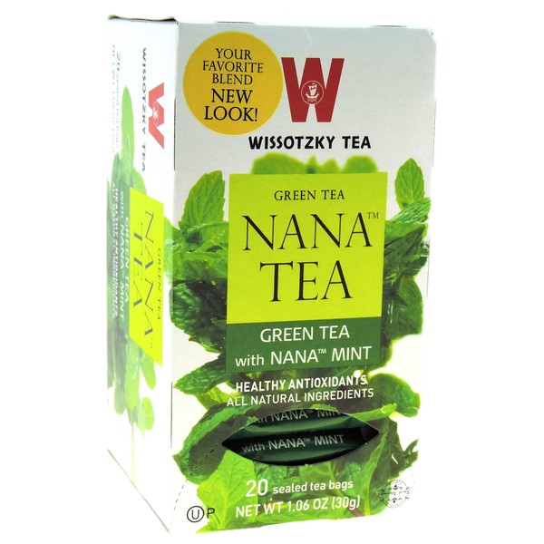 Wissotzky Tea Green Tea with Spearmint Leaves (Nana) Box of 20 Bags