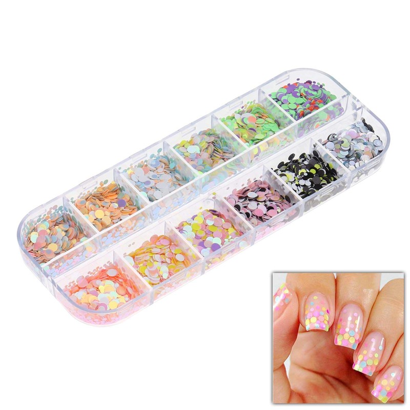 Glitter Sequins Set, Assorted Round Thin Shiny Foil Flakes Art