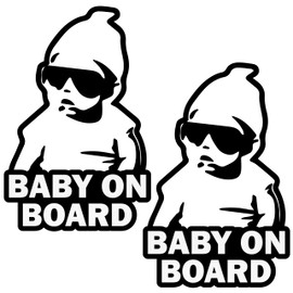 TOTOMO Baby on Board Sticker for Cars Funny Cute Safety Caution Decal Sign for Car Window and Bumper No Need for Magnet or Suction Cup - Carlos from The Hangover (2 Pack)