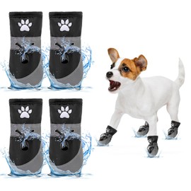 BEAUTYZOO Waterproof Dog Shoes for Small Medium Dogs, Dog Boots & Paw Protectors for Hot/Cold Pavement, Fleece Warm Snow Booties with Reflective Strip Anti-Slip Rubber Sole, Puppy Shoes Black Size 5