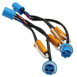 Xotic Tech 2pcs 9007 9004 LED Fog Light Bulbs Load Resistor Anti-Flicker Error Free Wiring Adapter Decorders Plug and Play