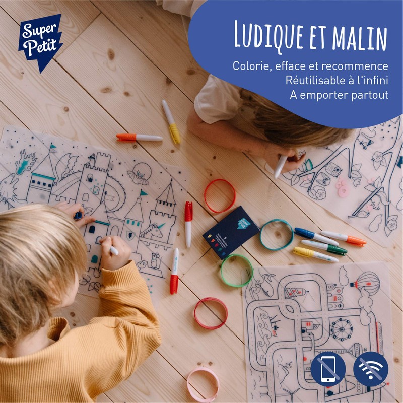 SUPER PETIT - Colouring Placemat - Space - 5 Felt-Tip