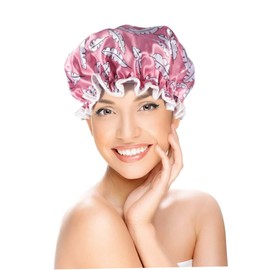 IWOWHERO 2pcs Stylish Shower Hat for Women Double Layer Printing Bath Caps Chic Hair Protective Caps for Salon and Home Use for Hair Conditioning and Beauty Routine