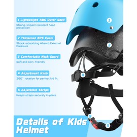 Kids Bike Helmet Set, Adjustable Helmet for Ages 3-15 Year Boys Girls, Pad Set with Knee and Elbow Pads for Bike, Roller, Skating, Scooter, Longboard and More Sports