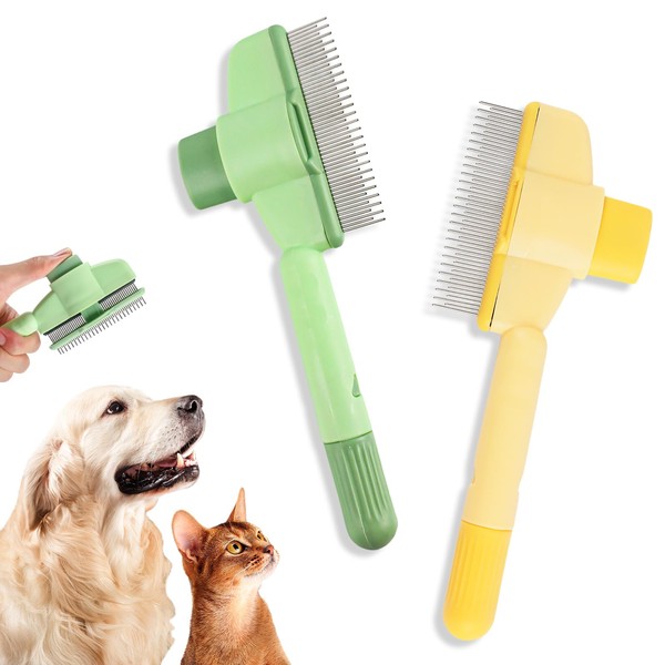 2 Stück Selbstreinigender Flohkamm für Katzen Hunde, Fellblitz Bürste mit