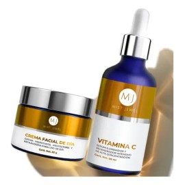 MIST JEWEL Pack Facial con serum Vitamina C  E  Ácido hialurónico y Crema de Día fotoprotectora FPS 30 Ácido Ferúlico y Vit C 50g  Paquete Skincare...