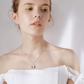 WINNICACA Animal Pendant Penguin/Rabbit/Elephant Necklace S925 Sterling Silver Cute Animal Jewellery for Mother Mother's Day, Sterling Silver, Cubic Zirconia