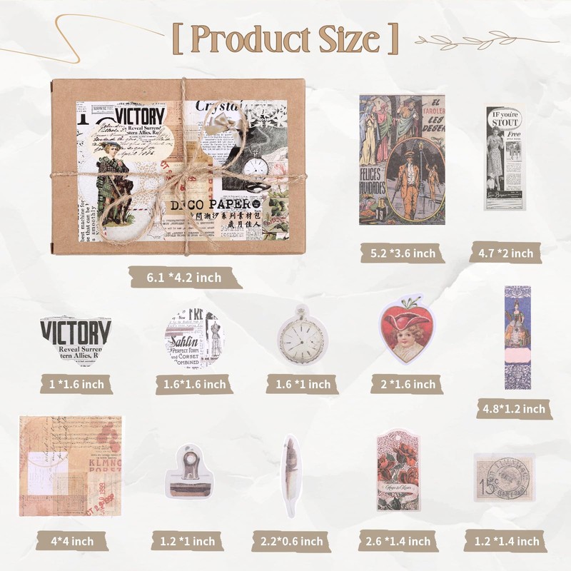 LIHAO 200PCS Vintage Scrapbook Paper Journaling Supplies Scrapbooking Material Paper