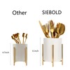 SIEBOLD Kitchen Utensil Holder,White Ceramic Silverware Caddy With Golden Metal