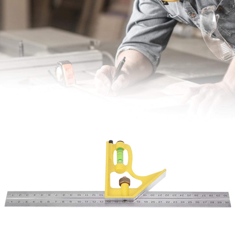 Combination Square, Stainless Steel Combination Square Adjustable Length for Woodworking