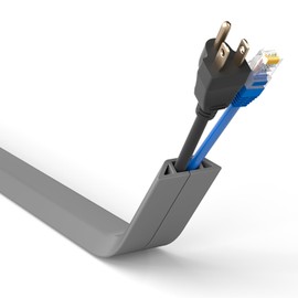 Delamu 4 Ft Floor Cord Cover, Extension Cord Floor Cover Strip, Floor Cord Hider, Used for Organizing, Protecting and Concealing Ground Wires, Cable Cavity W0.55in, H0.28in, Grey