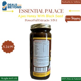 Essential Palace Organic Ajwa Honey with Black Seed, 16 OZ, Essential Palace