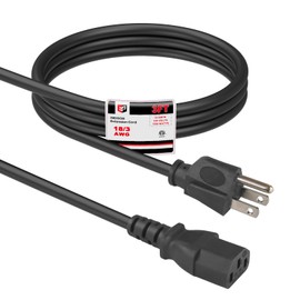 EP - Cable de alimentación de PC de 3 pies, 18 AWG 3 clavijas CA 10 amperios 125 voltios Cable de alimentación de repuesto para electrónica, TV, computadora, impresora, radio, monitor, negro