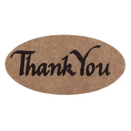 ChromaLabel 1 x 2 Inch Oval Kraft Labels, Imprinted, 112 Pack, Thank You