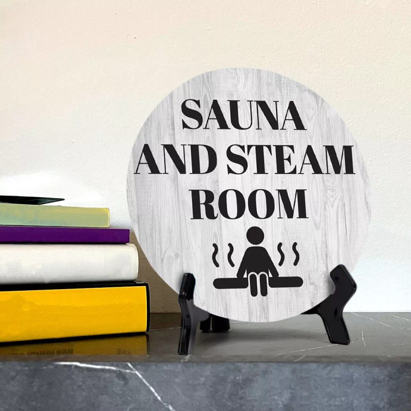 Signs ByLITA Sauna and Steam Room Circle Table Sign with