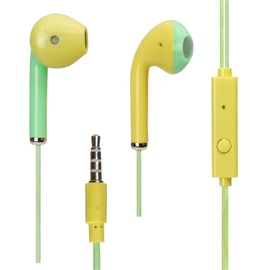 prendre PR-COLOREAR-GRYE In-Ear Earphones, Wired Earphones, Built-in Microphone, Remote Control, Smartphone, Music, Calls, Tablet, Two Tone Color (Green Yellow)