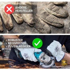 G4P Driver - Arbeitshandschuhe aus hochwertigem Rindsvollleder, 3 Paar Handschuhe für Bau, Garten & Werkstatt, 1,1 mm Lederdicke, Gr. XL (Gr. 10), Farbe: Weiß