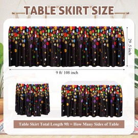 Windkream 29 in x 9 ft Confetti Table Skirt for Teacher Desk Rectangular Tablecloth Skirt Colorful Desk Skirts for Teacher Classroom Decorations School Themed Party Supplies