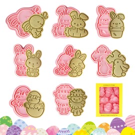 HYran Ausstechformen Ostern, 8-Teiliges Ausstecher Ostern, Plätzchenausstecher, Keksausstecher Ostern, Plätzchen Ausstecher Ostern, Ausstecher Hase