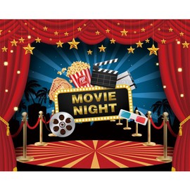 Caaerttply Movie Night Backdrop for Photographu Red Carpet Movie Theme Photo Backdrop 10x8ft Vinyl Cinema Theme Party Background Decorations Birthday Party Hollywood Awards Parties Portrait Props