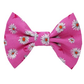 New Dog Bow Tie Bowtie flowers pink summer Cotton Elastic Band attach COLLAR ACCESSORY Handmade UK (Pink flowers LARGE)