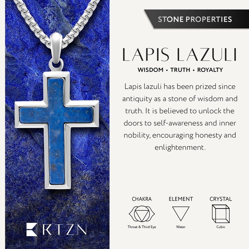 RTZN® Lapis Lazuli Cross Necklace for Men – Premium Handcrafted