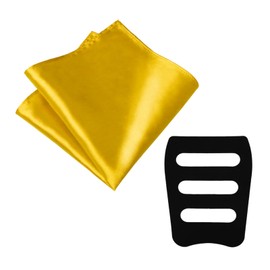 LJBFNN Pocket Squares for Men, 11.81'' Mens Womens Handkerchiefs with Pocket Square Holder for Suits Wedding Party Business (Gold)