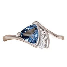 Merthus Twisted Band Trillion Cut Royal Blue Simulated Topaz Ring - 925 Sterling Silver Stackable Engagement Ring for Women, Dainty Wedding Anniversary Jewelry Gift