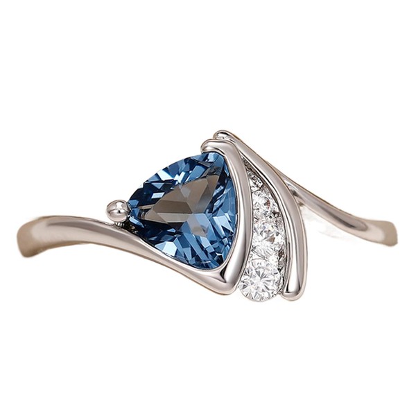 Merthus Twisted Band Trillion Cut Royal Blue Simulated Topaz Ring
