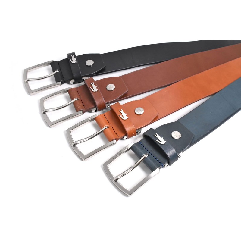 Lacoste LB82580 Men's Casual Belt, Cowhide Leather, dark brown