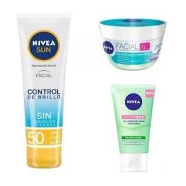 Kit Nivea: Gel Hidratante, Bloqueador Y Limpiador Piel Grasa