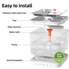 Wireless Cat Water Fountain,3L/101oz Cat Water Fountain for Cats Indoor,4000mAh Battery Operated Pet Water Fountain,Cat Fountain with Stainless Steel Tray,BPA-Free(P08F)