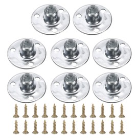 sourcing map 8Pcs M8 T-Nuts, Zinc Plated Steel Brad Hole Tee Nut with Screws, 3-Hole Round Base Weld Nuts 11.2mm Height Through Hole Flange, Silver