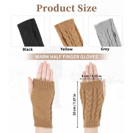 Toaren 3 Pairs of Half Fingerless Gloves, Women's Pulse Warmer, Winter Gloves Without Fingers, Knitted Gloves, Warm Short, Knitted Mittens, Stretchy Arm Warmers, Half Hand Warmers, Unisex Arm Warmers,
