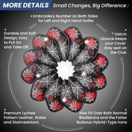 Golf Club Headcovers Iron Synthetic Leather Deluxe Value 12 Pcs/Set, Golf Head Covers with Number Printed Durable Light for Men Women Universal Fit All Irons Clubs (Dark)