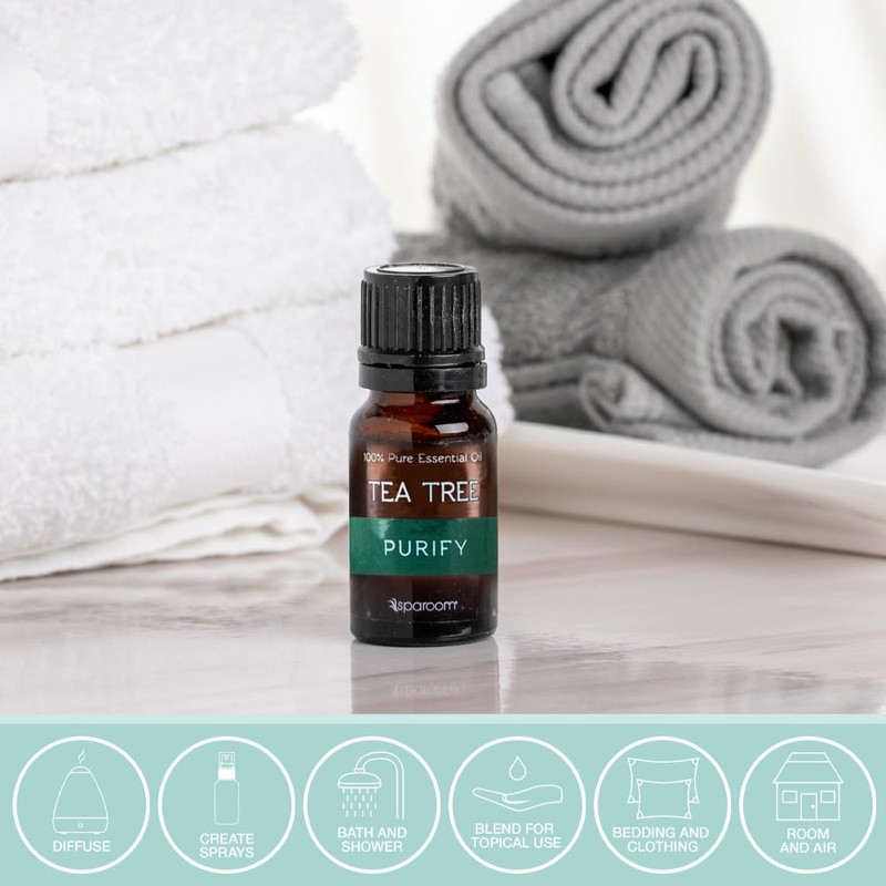 SpaRoom Aromatherapy 100% Pure Undiluted Essential Oil, Purify Tea Tree,