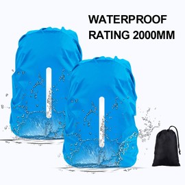DFK Pack of 2 Rain Cover Backpack Rain Cover School Bag Waterproof Rain Cover Rain Cover Backpack Protection for Outdoor Cycling Camping Hiking Black + Blue L 41-55L