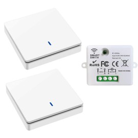 AUVRITIOA Control Remoto para Iluminación Inalámbrica, Transmisor para Panel de Pared Tipo 86 y Controlador de Receptor para Relés de 10A, Sin Cableado, Interruptor Encendido/Apagado Fácil de Instalar