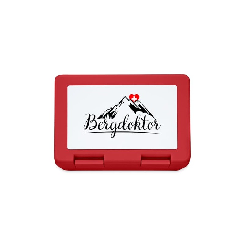 Spreadshirt Bergdoktor Schweizer Berge Geschenkidee Brotdose Lunchbox, One size, Rot