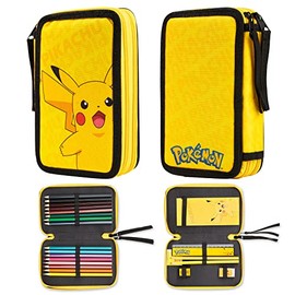 Estuche de lápices de Pokemon para niños y niñas, juego de papelería de Pikachu con lápices de colores, sacapuntas, regla, borrador, bloc de notas, su