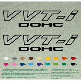 Pair Black VVT-i DOHC Compatible Replacement Decals Stickers Vinyl VVTI Set of 2, 2" X 9"