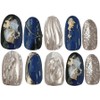 Nail Tip, Navy, Gold, Navy Blue, Gold, 3D Enumake, Flesh