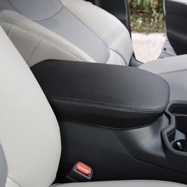 Center Console Armrest Cover Compatible with Toyota RAV4 2023 2022 2021 2020 2019 and 2021-2023 RAV4 Prime PU Leather Arm Rest Box Lid Middle Console Cover Seat Protector Armrest Cushion Pad (Black)