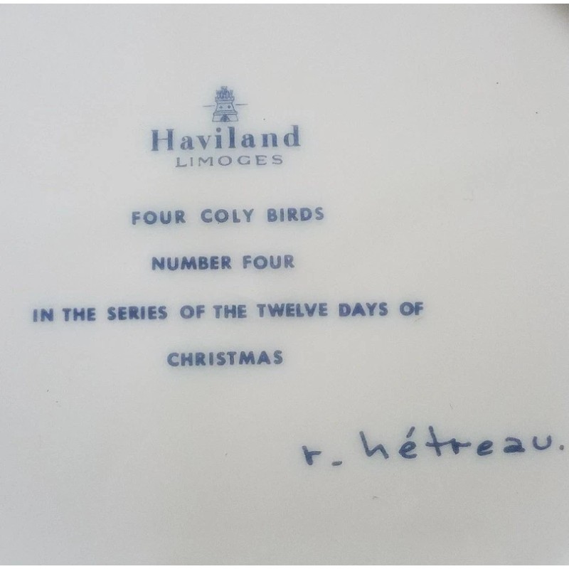 Haviland Limoges Noel 1973-12 Days of Christmas Collector Plate -Four