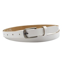 NK Belt GmbH #SR-07A Women's Leather Belt Made in Germany, Suit Jeans Belt 2 cm Narrow, White