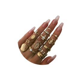 YOOESTORES82 15Pieces Stackable Knuckle Ring Set.Vintage Rhinestone Stacking Joint Ring Midi Finger Rings for Women