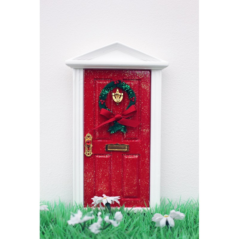 Christmas red fairy door