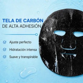 Kit 10 Mascarillas Coreanas Faciales Carbón Activado Ácido Hialurónico - Mascarilla Negra Facial De Tela Hidratante                                   
